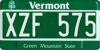 VT license plate XZF575