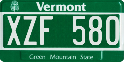 VT license plate XZF580