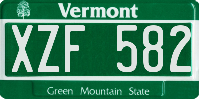 VT license plate XZF582