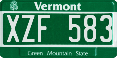 VT license plate XZF583