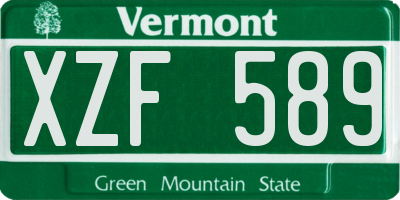 VT license plate XZF589
