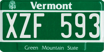 VT license plate XZF593