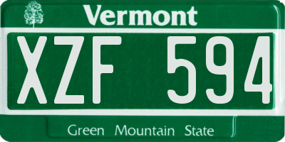 VT license plate XZF594