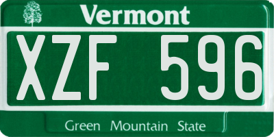 VT license plate XZF596