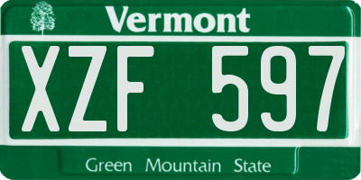VT license plate XZF597