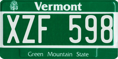 VT license plate XZF598