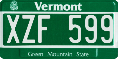 VT license plate XZF599