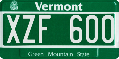 VT license plate XZF600