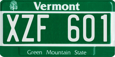 VT license plate XZF601