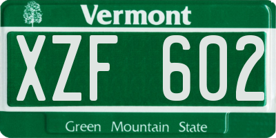 VT license plate XZF602