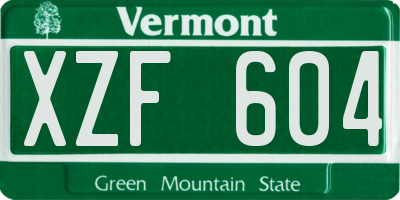 VT license plate XZF604