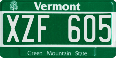 VT license plate XZF605