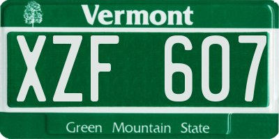 VT license plate XZF607