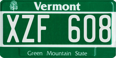 VT license plate XZF608