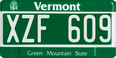 VT license plate XZF609