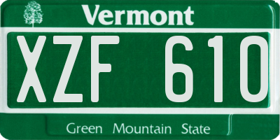 VT license plate XZF610