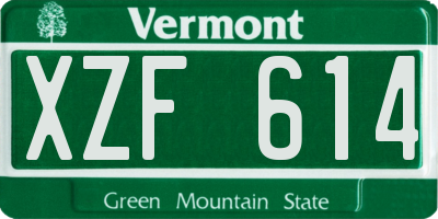 VT license plate XZF614