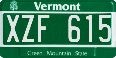 VT license plate XZF615