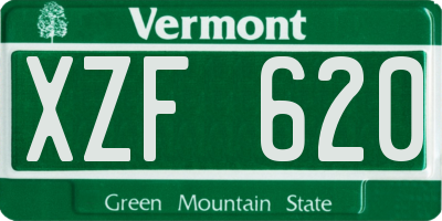 VT license plate XZF620