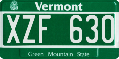 VT license plate XZF630
