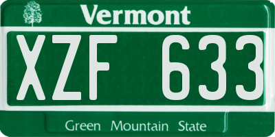 VT license plate XZF633