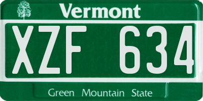 VT license plate XZF634