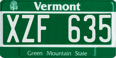 VT license plate XZF635