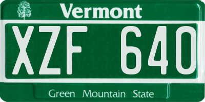 VT license plate XZF640