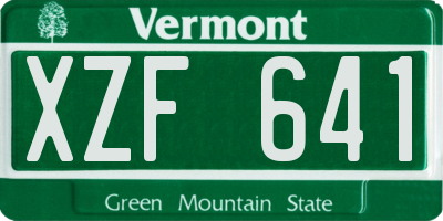 VT license plate XZF641