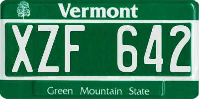 VT license plate XZF642