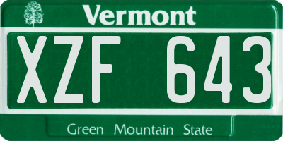 VT license plate XZF643