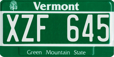 VT license plate XZF645