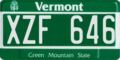 VT license plate XZF646