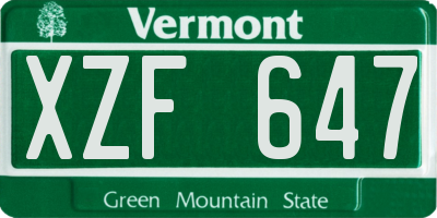 VT license plate XZF647