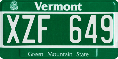 VT license plate XZF649