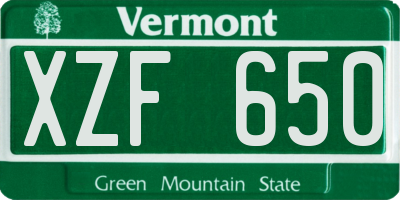 VT license plate XZF650