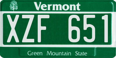 VT license plate XZF651