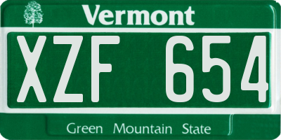 VT license plate XZF654