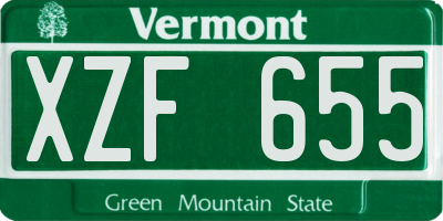 VT license plate XZF655