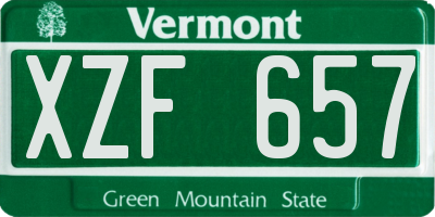 VT license plate XZF657