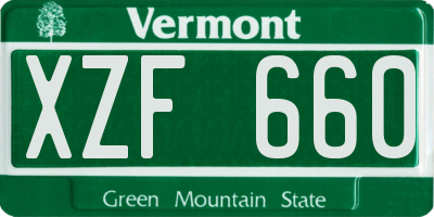 VT license plate XZF660