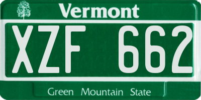 VT license plate XZF662