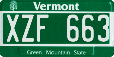 VT license plate XZF663