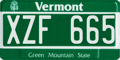 VT license plate XZF665