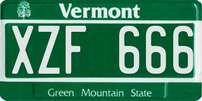 VT license plate XZF666