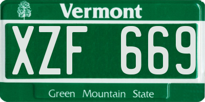 VT license plate XZF669