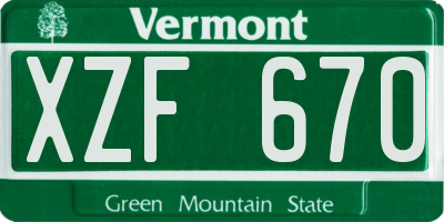 VT license plate XZF670