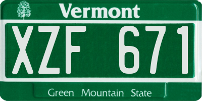 VT license plate XZF671