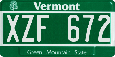 VT license plate XZF672