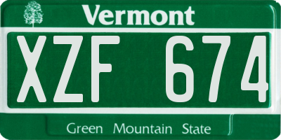 VT license plate XZF674